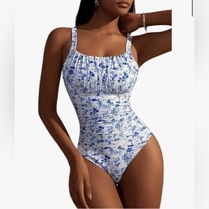 Blue Floral Women's Swimsuit